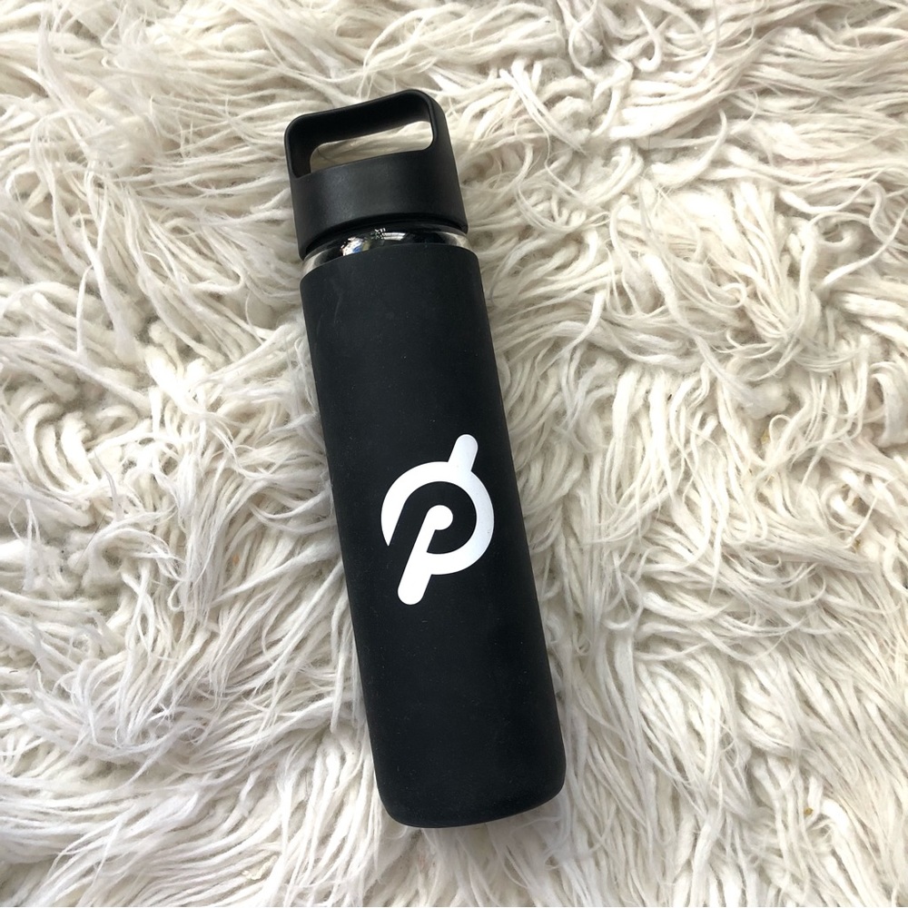 Peloton Logo Silicone Sleeve Glass Water Bottle